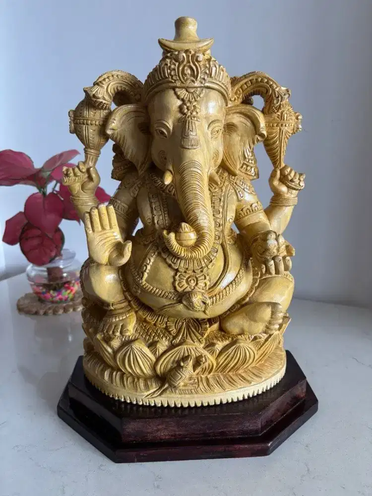 Ganesha Wood Handcraft Figur Patung Kayu Ukir Antik Pajangan Hindu