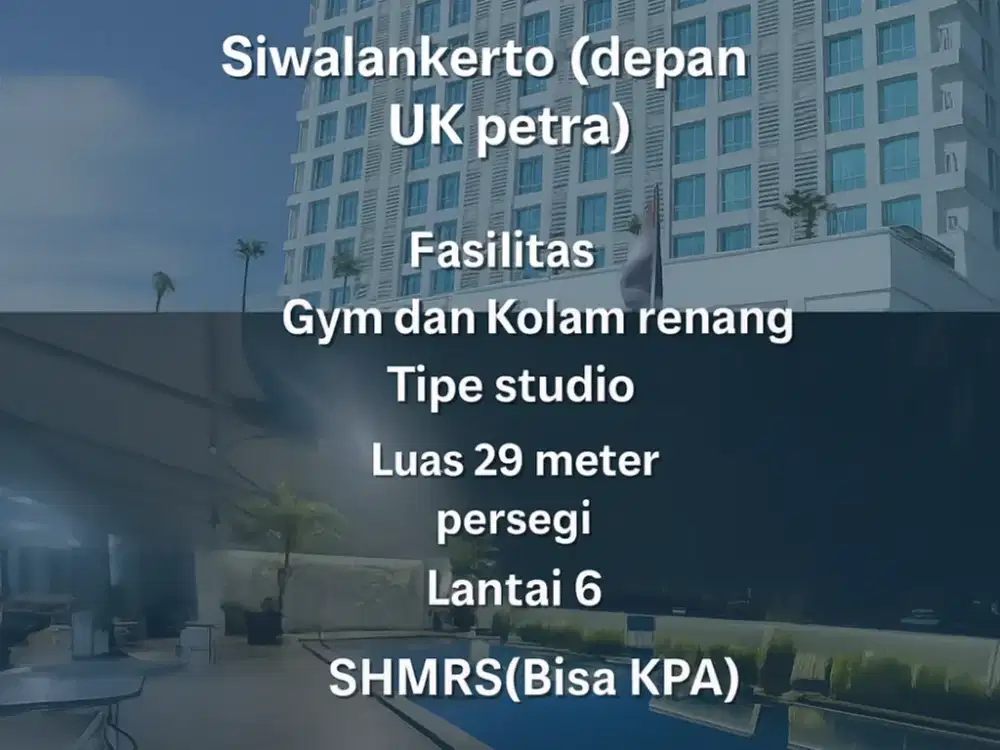 DIJUAL APARTEMENT DEPAN UK.PETRA THE SQUARE -SURABAYA