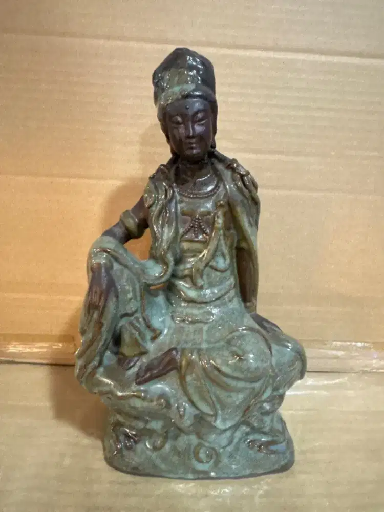Guan Yin Statue figur Porselen Glaze Patung China Antik Pajangan