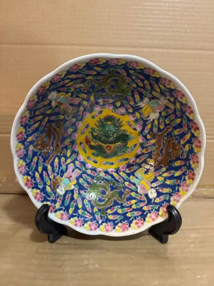 Chinese Dragon China Porselen Porcelain Antik Mangkuk Piring Pajangan