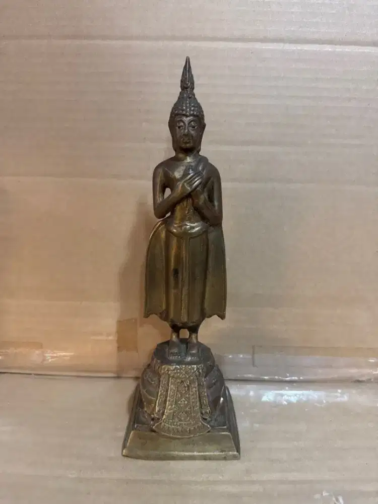 Budha Brass Sculpture Figur Patung Kuningan Antik Pajangan Vintage