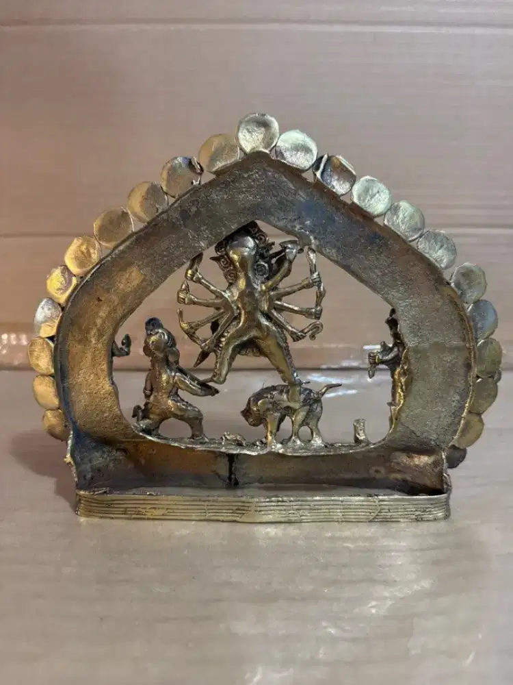 Dewa Durga Statue Dhokra Patung Kuningan Antik Pajangan Hindu Logam