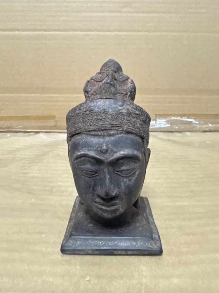 Kepala Buddha Antik Bronze Logam Asli Pajangan