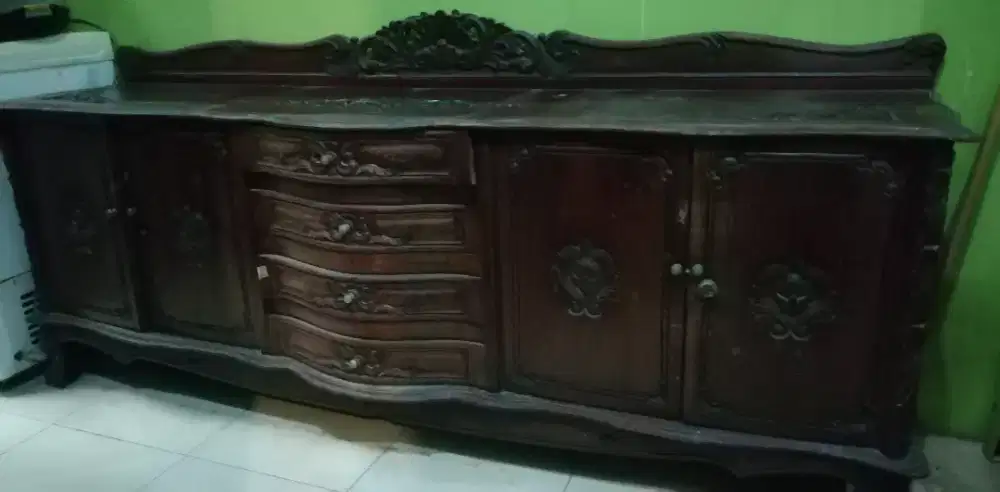 Bufet Panjang Meja TV Kayu Jati Asli