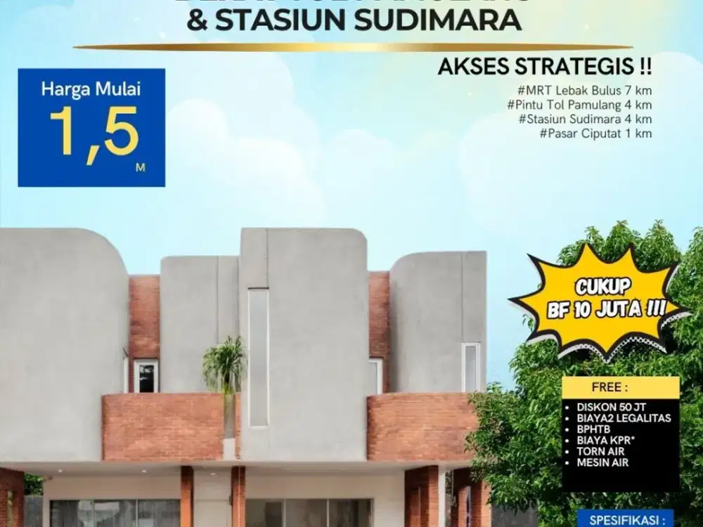 Rumah 2 lantai Estetik Modern dekat stasiun sudimara