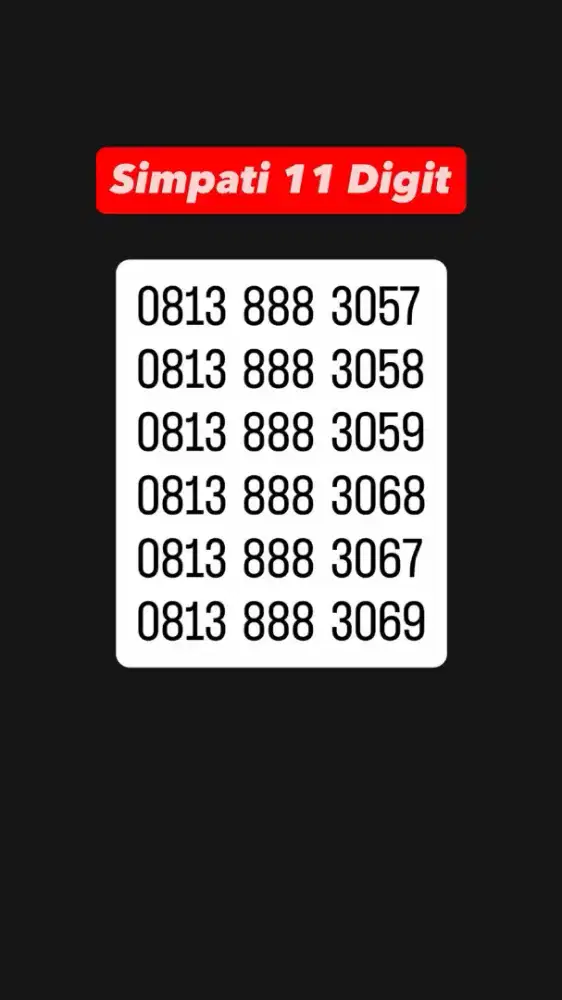 Simpati 11 digit nomor cantik kartu telkomsel 888