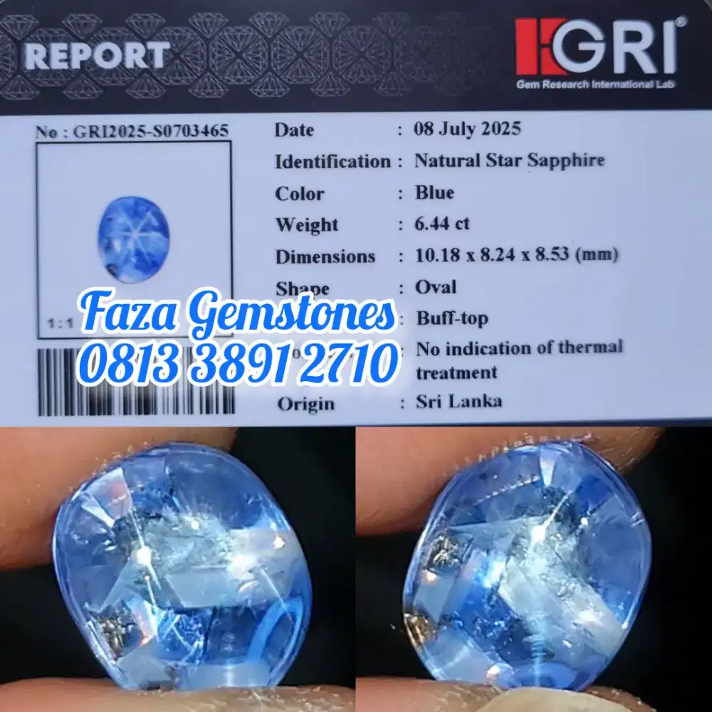 Blue Star Sapphire Srilanka No Heated Full Ngair & Christal body glass