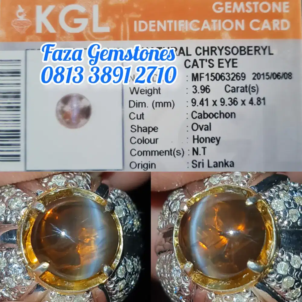 Honey Cats Eye Chrysoberyl Srilanka Gold Diamond Ring Harga Terjangkau
