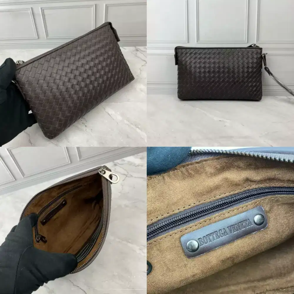 Handbag pouch clutch bottega slim bv sulam anyam details