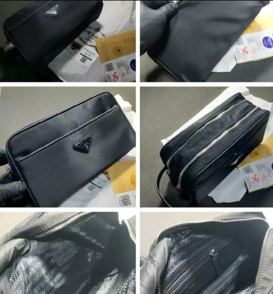 Pouch clutch prada hitam model