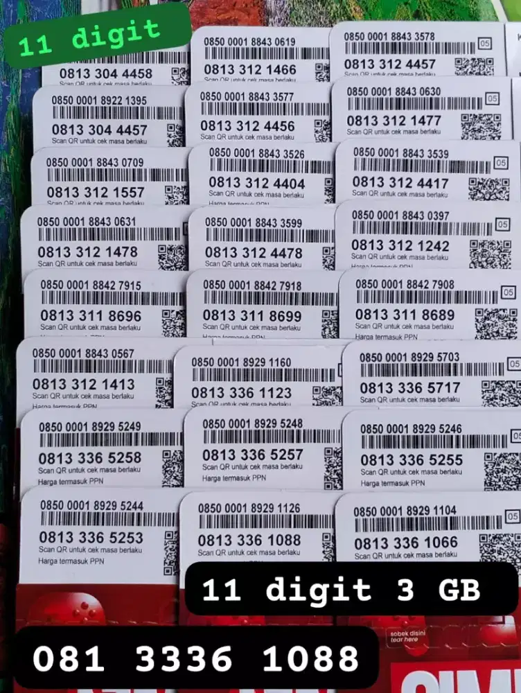 NOMOR CANTIK SIMPATI 11 DIGIT ISI 3 GB NASIONAL.