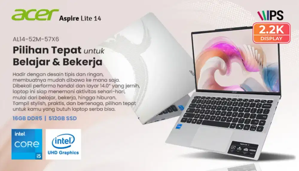 DESEMBER SALE Acer Lite 14 AL14-52M-57X6  Intel i5-1334u,16GB RAM,