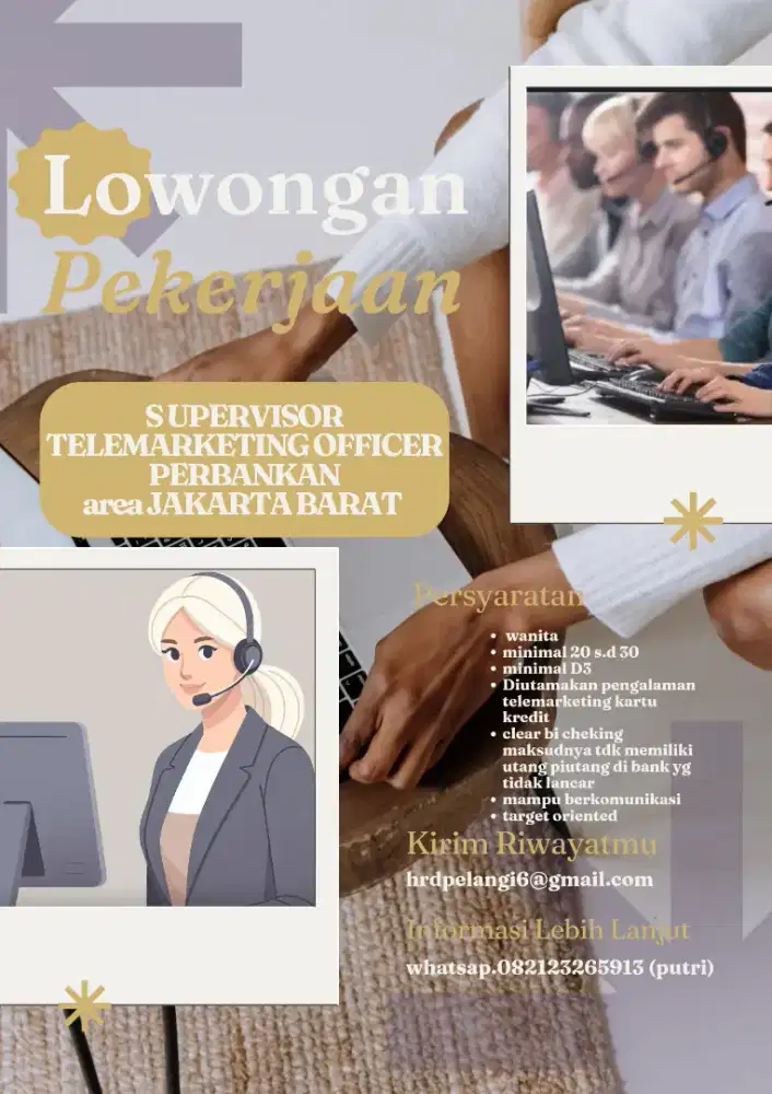 Dicari cepat telemarketing officer perbankan