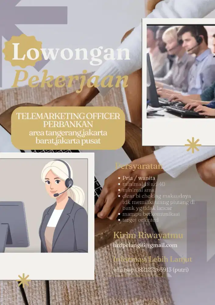 Dicari cepat Telemarketing officer perbankan