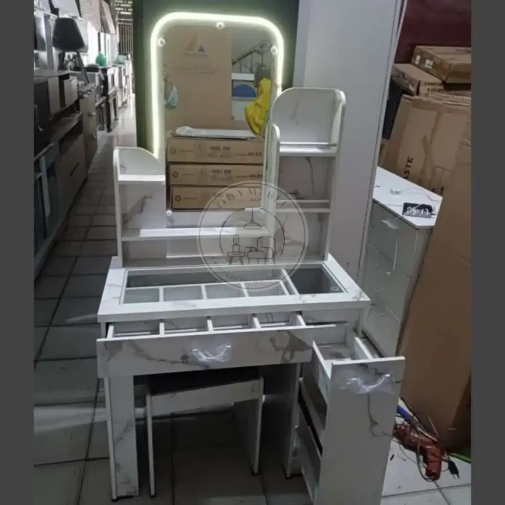 Meja rias lampu motif marble termurah