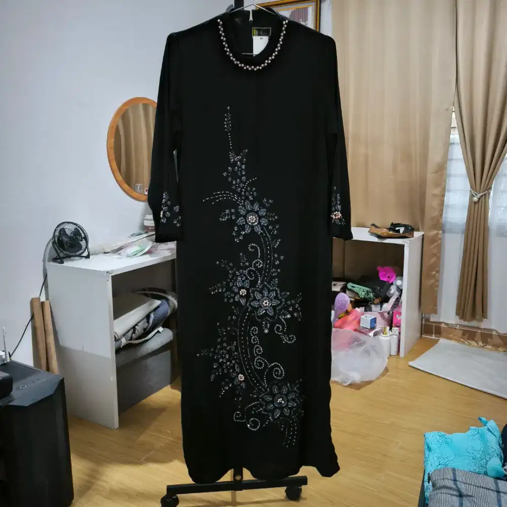 Gamis Abaya Muslimah Hitam Dress Payet Wanita XXL Second