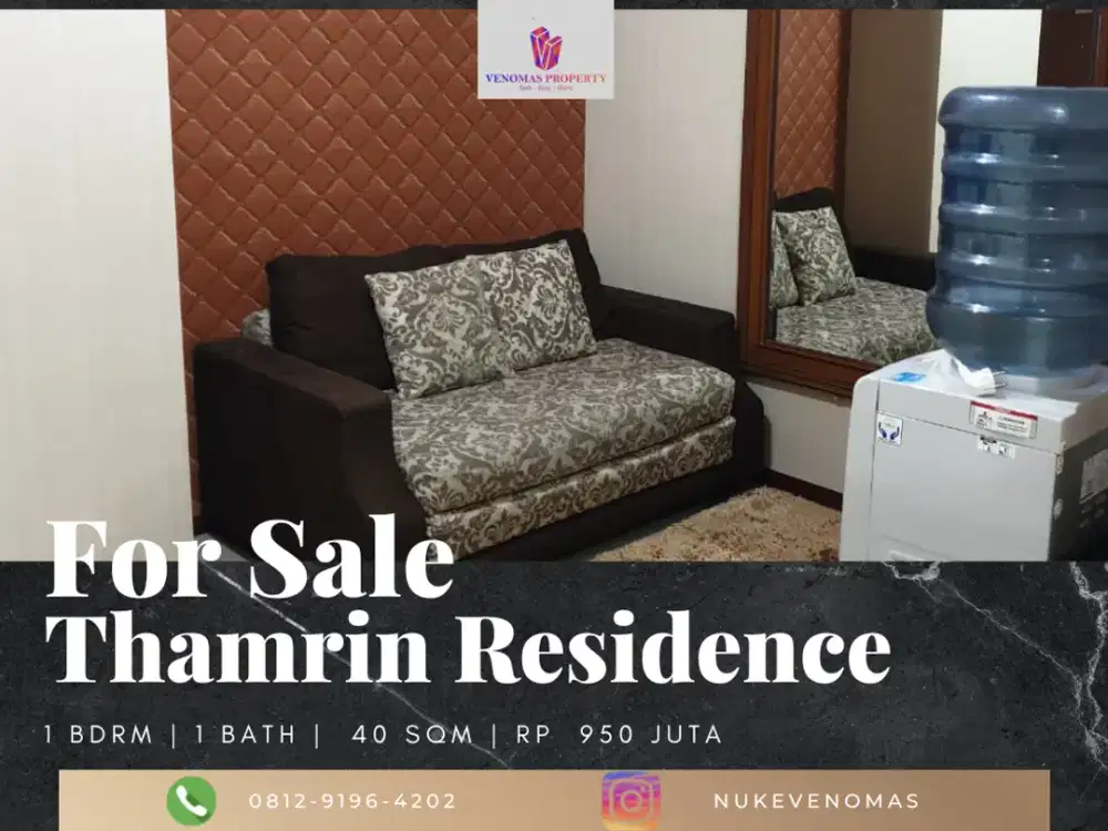 Dijual Apartement Thamrin Residence 1BR Lantai Sedang View Pool