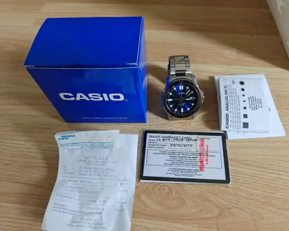 Jam tangan Casio dial biru, garansi on