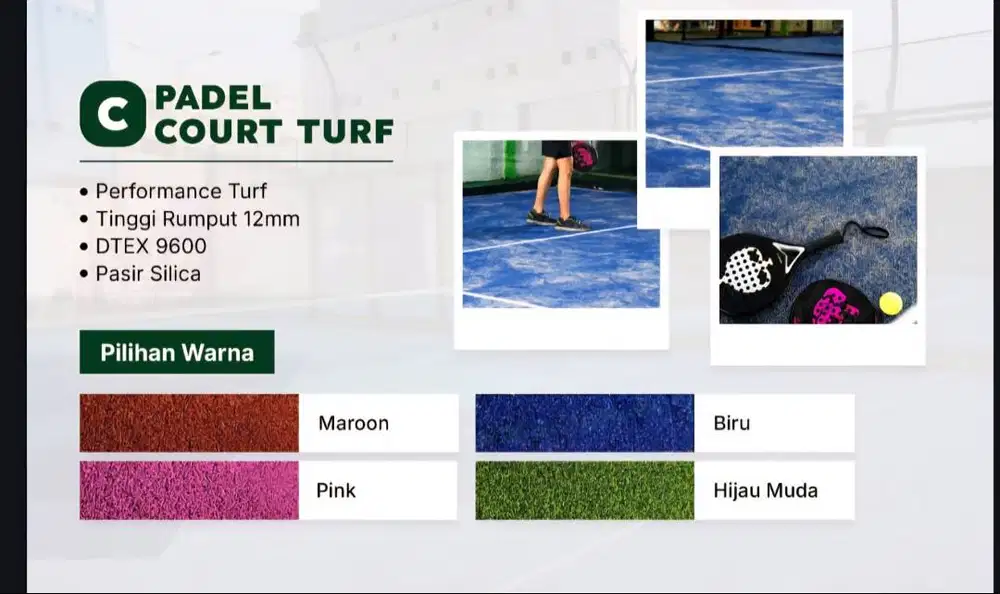 Rumput Sintetis Lapangan Padel Tennis / Padel Court / Padel Grass