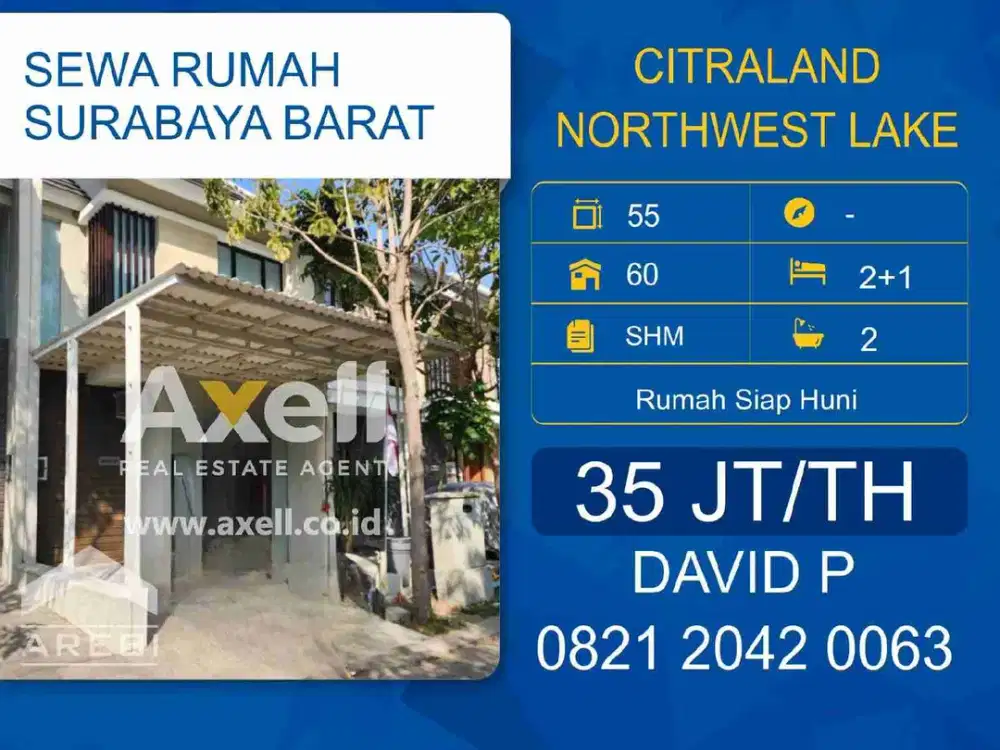 Rumah Northwest Lake Citraland Disewakan