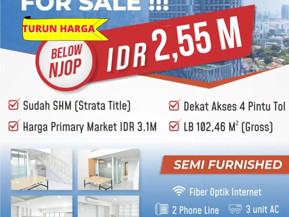 Soho Pancoran 102mtr Office Space Tebet Semi Furnished