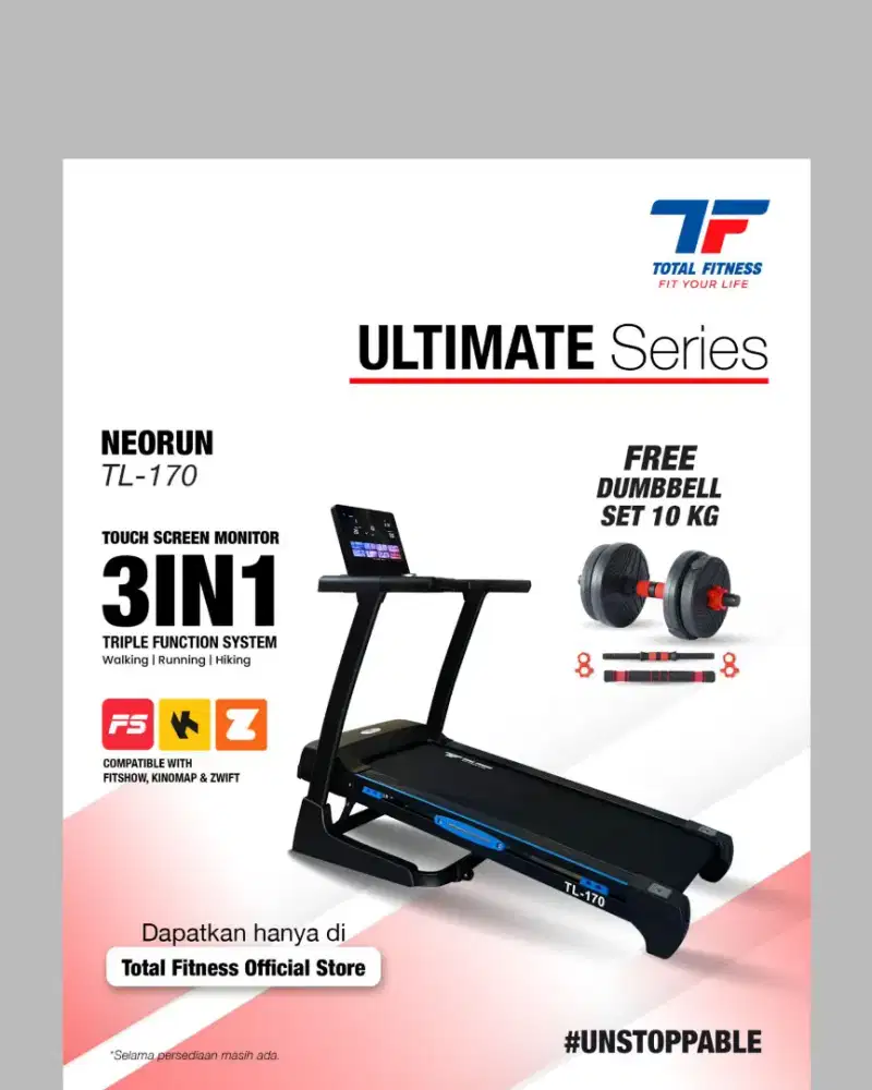 Treadmill elektrik TL-170 3in1 alat kebugaran HSB-326