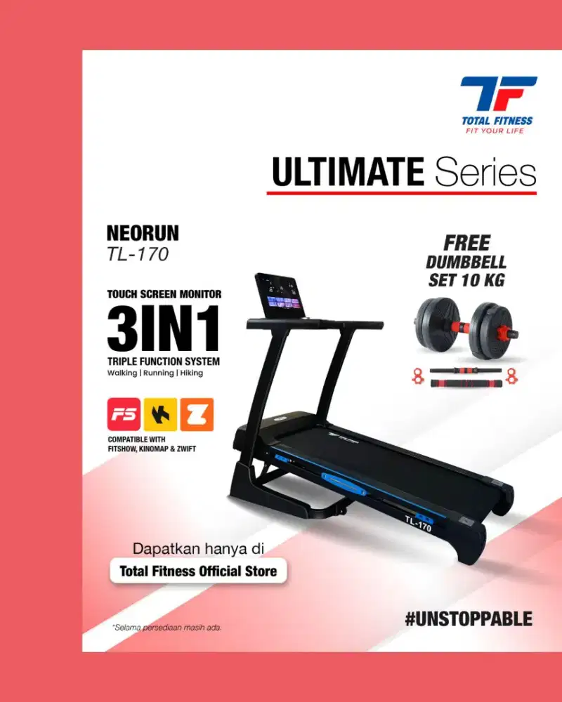Treadmill elektrik TL-170 3in1 alat kebugaran HSB-326