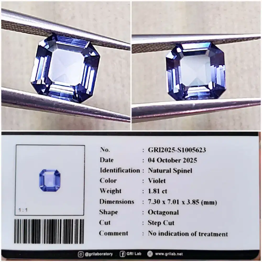 Natural Spinel 1.81ct Clean perfect Cut GRI