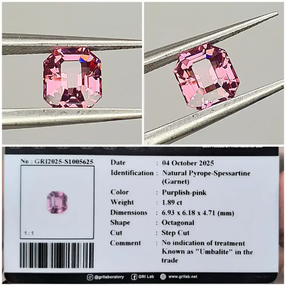 Natural Umbalite Garnet 1.86ct Rare Item NTE ID GRI