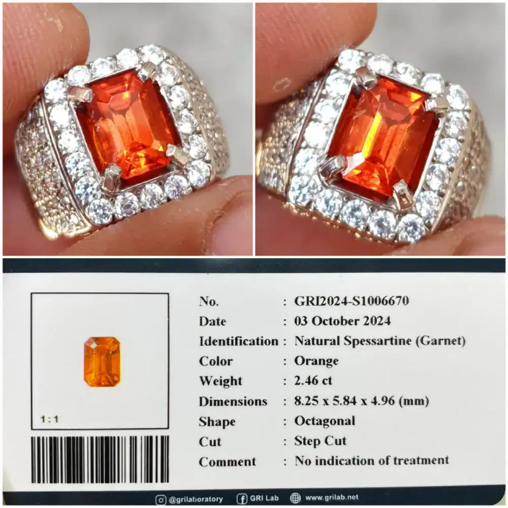 Natural Spessartite Garnet 2.46ct mirip Orange Sapphire NTE GRI Perak