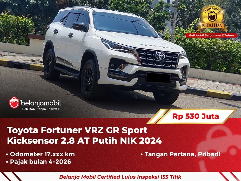 [ GARANSI 5TH ] Toyota Fortuner VRZ GR Sport 2.8 AT Putih 2024/2025