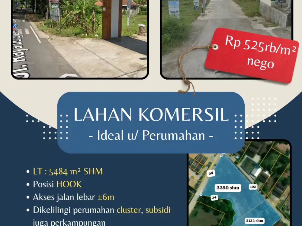 Dijual Lahan Komersil Strategis Dan Ideal untuk Perumahan Cluster
