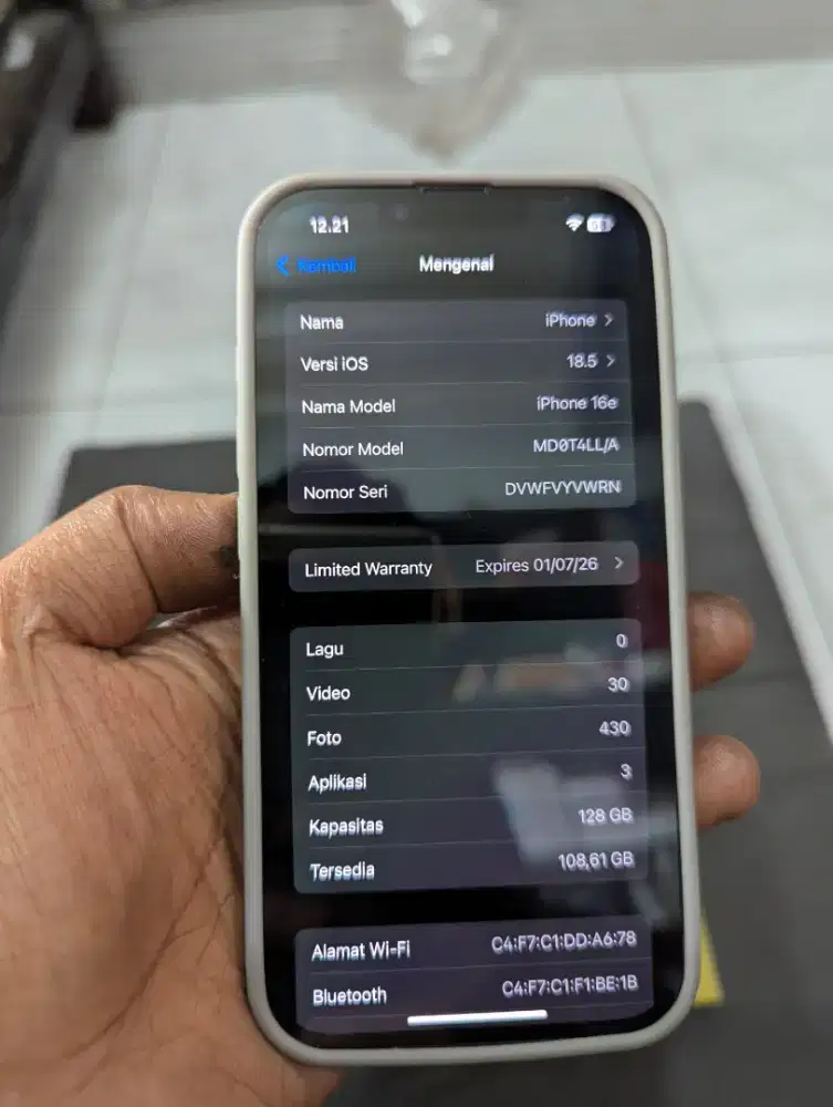 iPhone 16e 128 wifi only bukan bypas, bebas reset/update