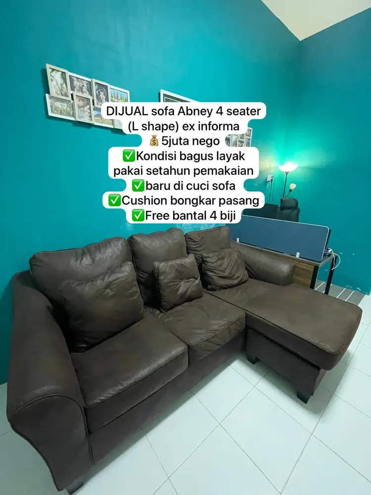 DIJUAL SOFA 4 SEATER L SHAPE