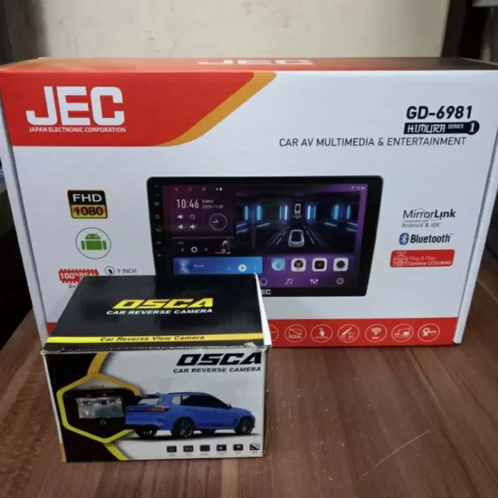 Ples pasang Head unit android 9 inch JEC 2/32 + kamera orca