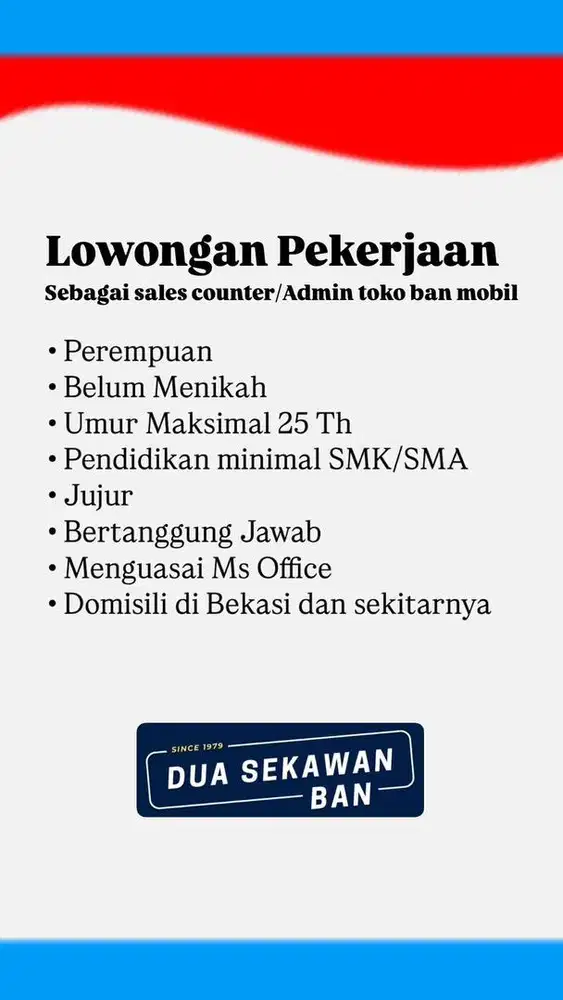 Lowongan kerja untuk admin sales daerah sekitar harapan indah bekasi
