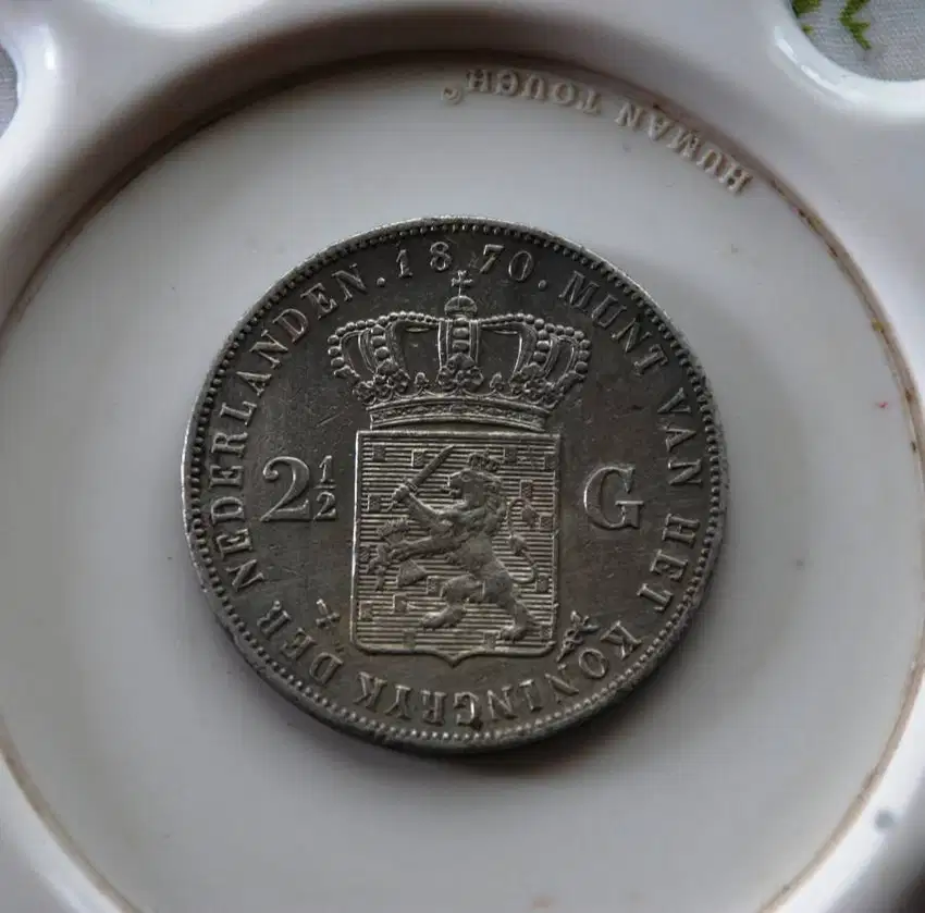 Koin 2 1/2 gulden King Willem 3 1870, koin perak (2)