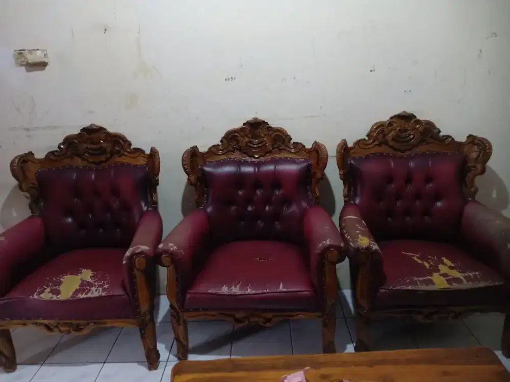 Jual sofa jati ukir bekas 3+1+1+1