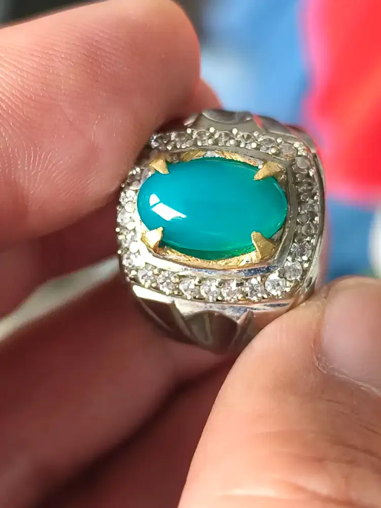 bacan Doko majiko kristal 1 warna ring alpaka 13*9*4 mm