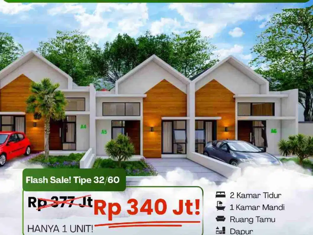 Rumah Murah 1 Lantai Luas bangunan 32/60, Flash Sale Nara Cluster Cileunyi Syariah Inden