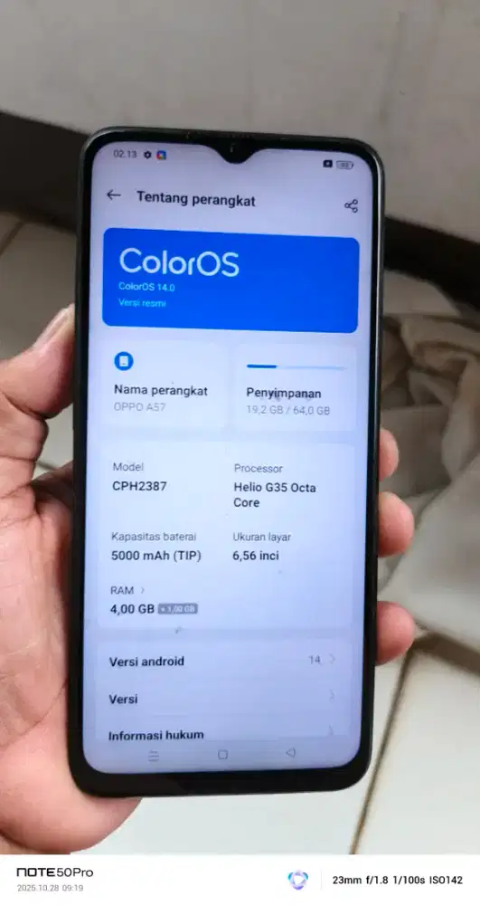 Opo   a57 resmi 4+4/64 mnus ada noda item dkit2 di layar normal
