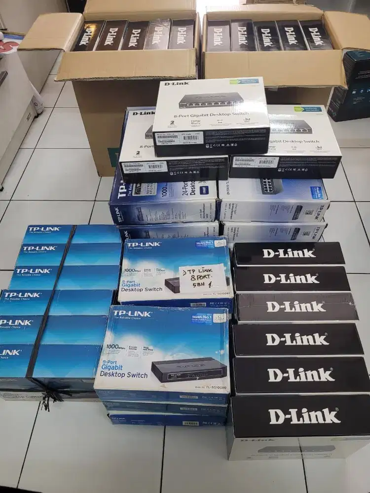 Switch Gigabit TP-Link & D-Link 8/24 Port – Like New, Fullset,Borongan