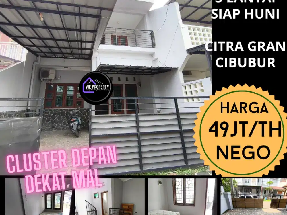 DISEWAKAN MURAH CEPAT, RUMAH RAPI 3 LANTAI SIAP HUNI DI CITRA GRAN CIBUBUR