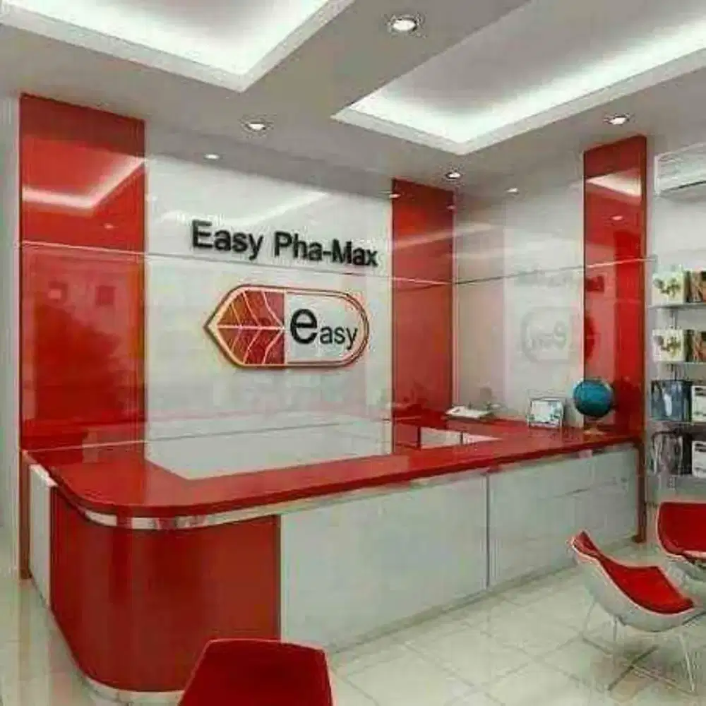 Meja resepsionis kasir kitchen set partisi lemari baju rak tangga