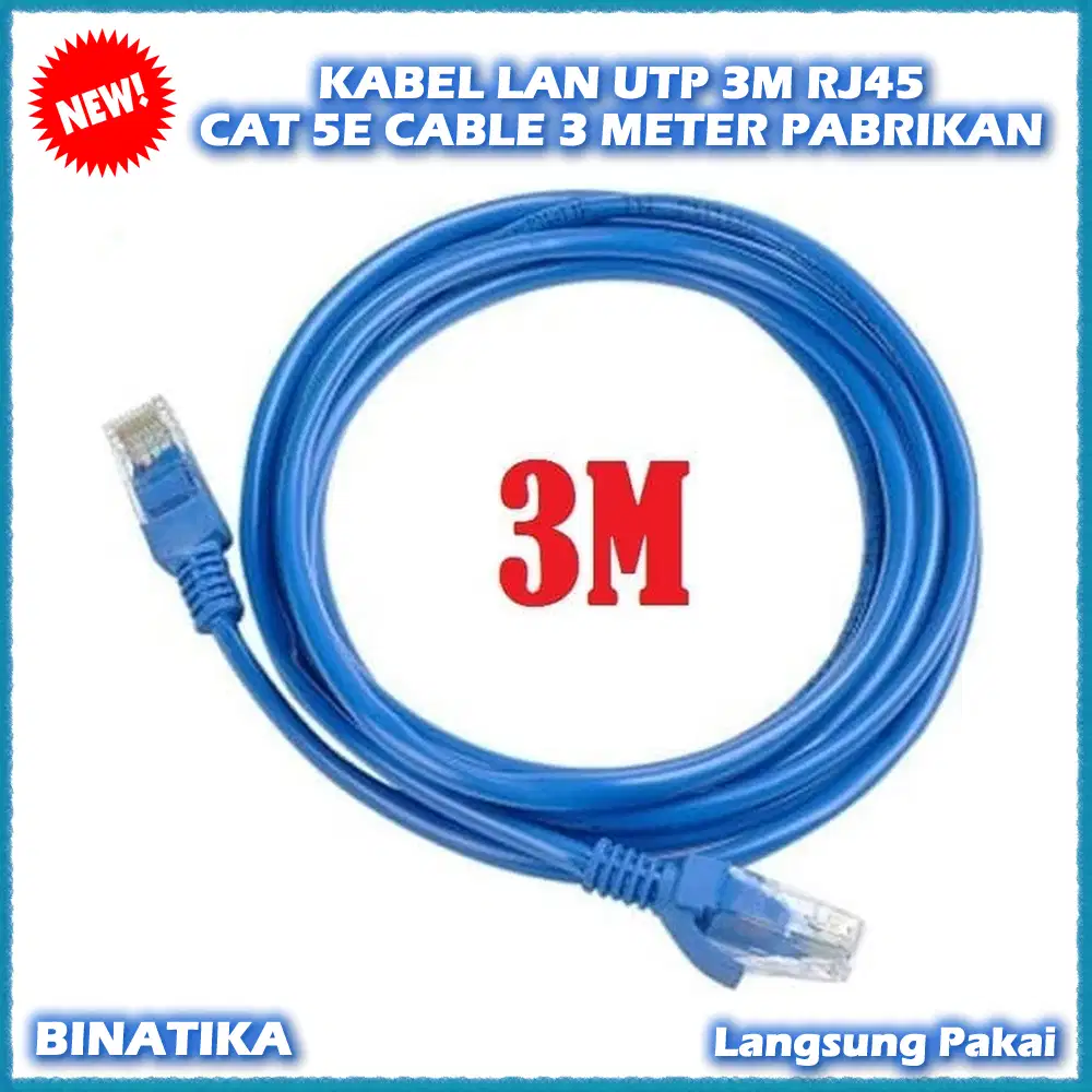 KABEL LAN UTP 3M RJ45 CAT 5E CABLE 3 METER PABRIKAN