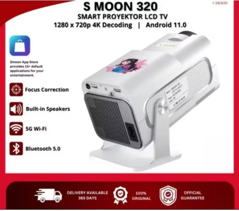 Proyektor Android 150 inch YouTube Video Netflix Lok Lok Playstore