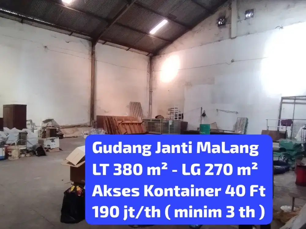 GUDANG SEWA JANTI MALANG 195 jt