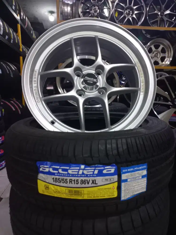 Velg Enkei tuning R15 plus ban Acelera  for jazz Yaris calya sigra