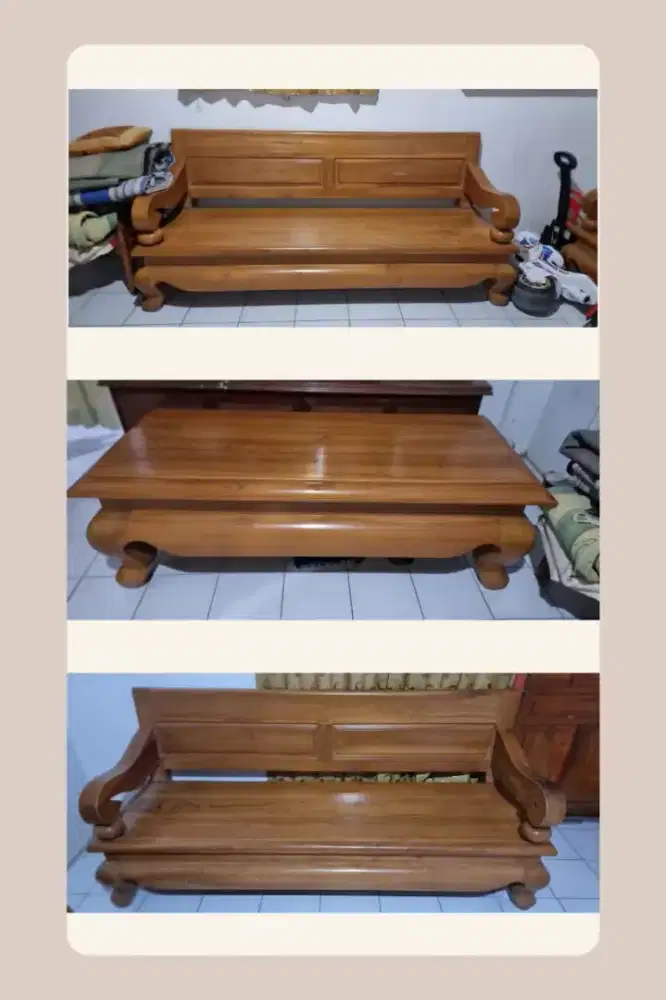 Kursi Tamu dan Meja Full Kayu Jati Set