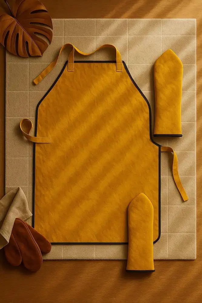 Apron Las Dada Coklat Bahan Kulit Dada & Lengan Premium Set